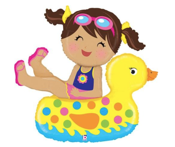 XXL Folienballon - Mädchen Schwimmente - ø 105cm